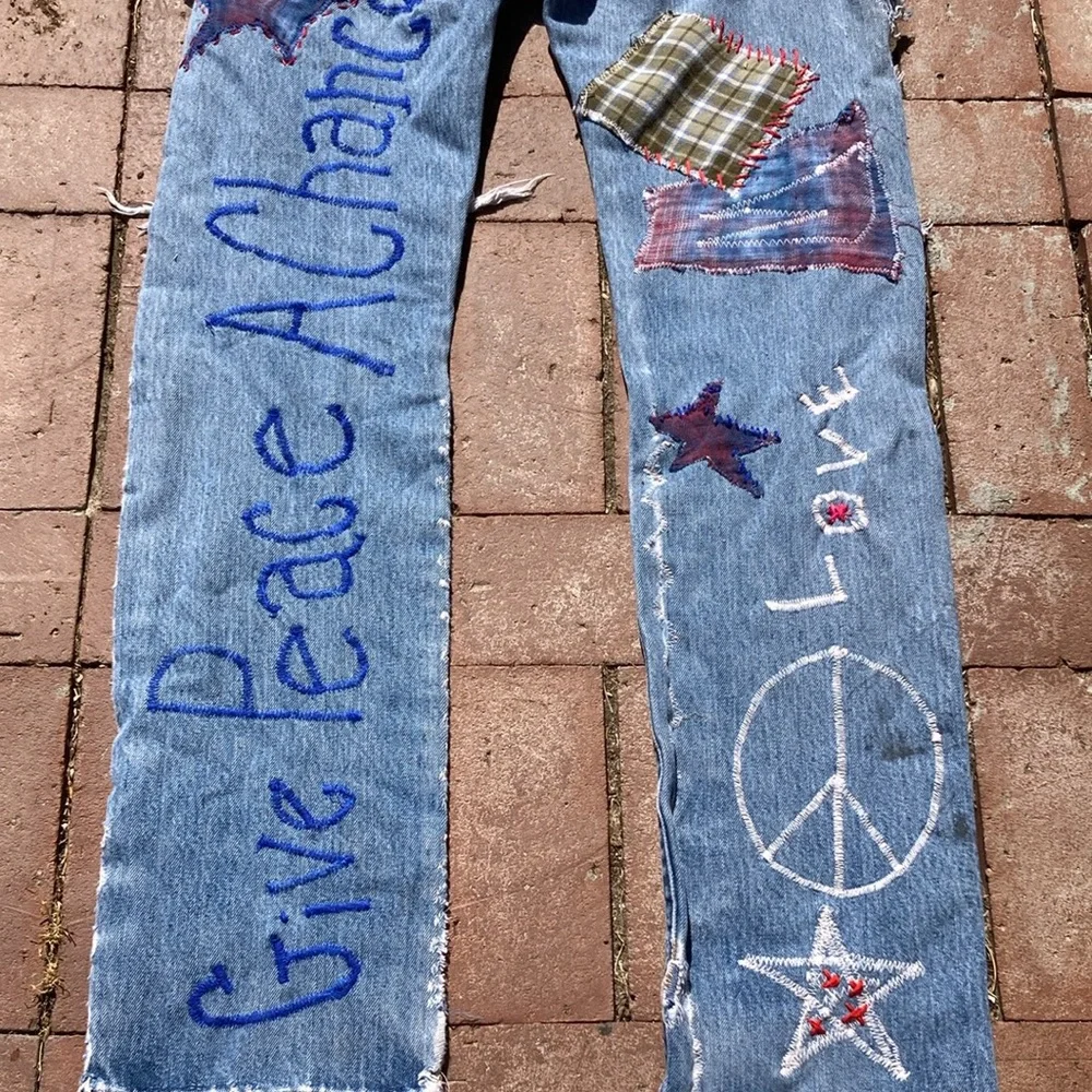 501 Jeans Upcycled Patched Thrashed 29 x 34 - Picture 7 of 14